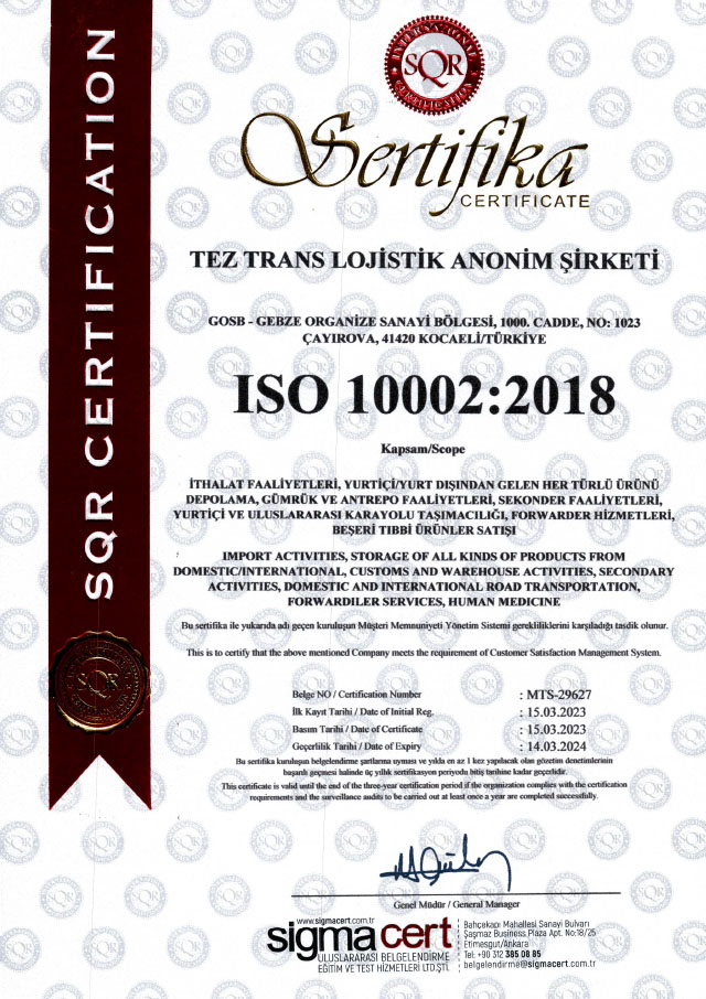 Müşteri Memnuniyeti Yönetim Sistemi - ISO 10002:2018