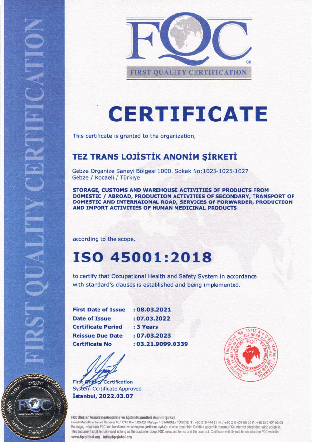 Occupational Health and Safety Management Systems - ISO 45001:2018