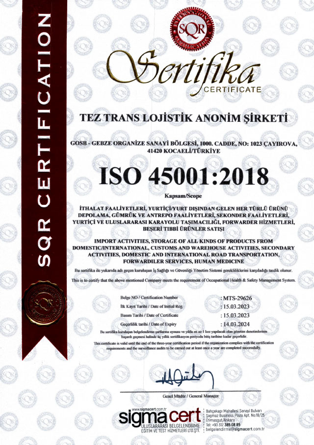 İş Sağlığı ve Güvenliği Yönetim Sistemi - ISO 45001:2018