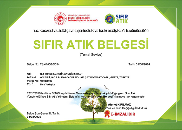 Sıfır Atık Belgesi